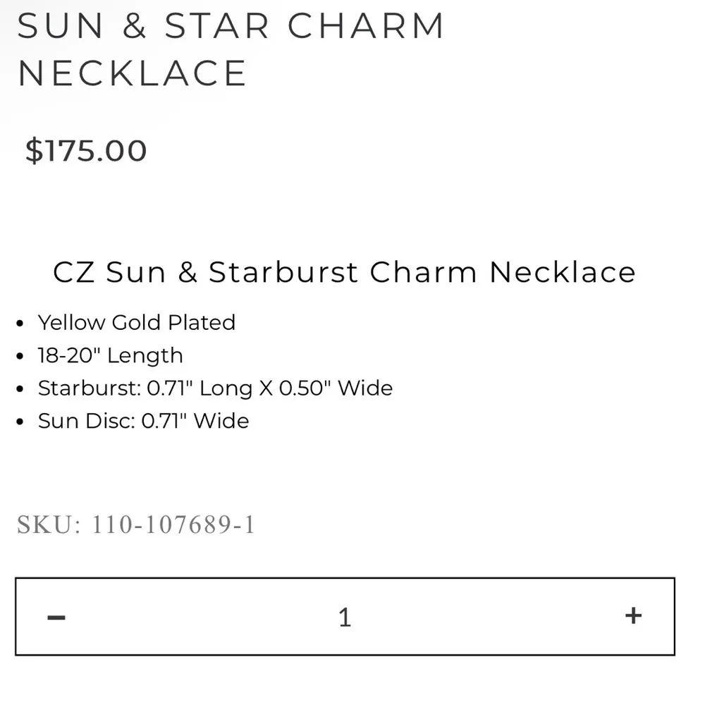 JENNIFER MILLER CZ Sun & Star Burst Charm Necklace Yellow Gold Plated - Image 9