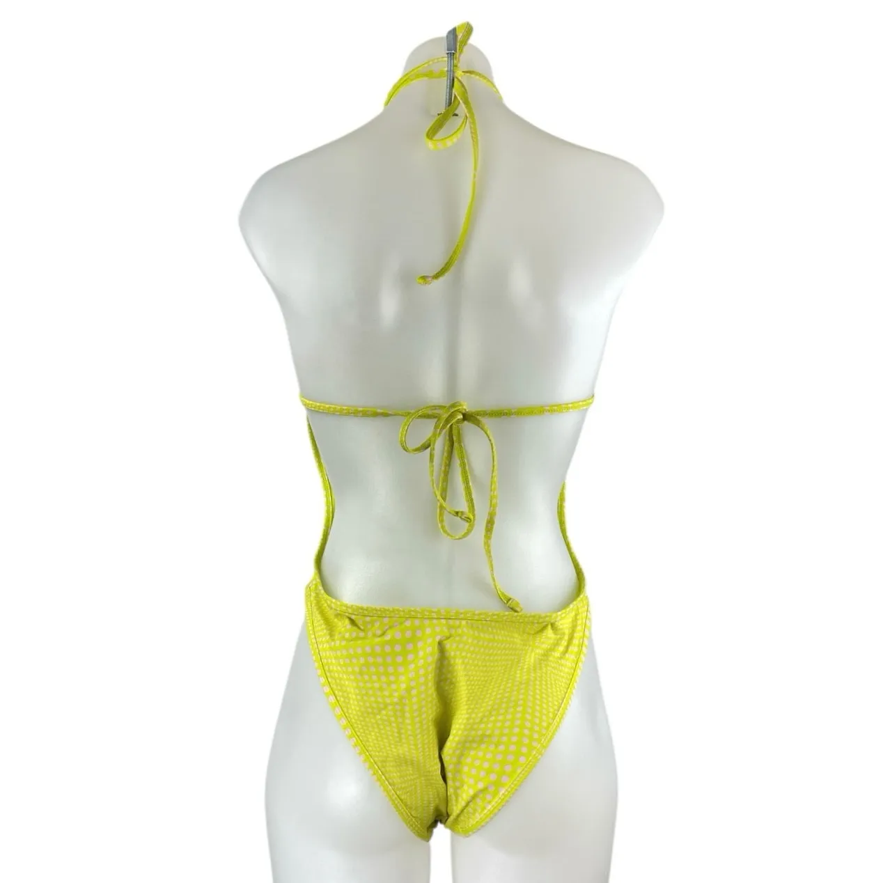 Frankies Bikinis Amanda Neon Green Dotted Halter One Piece Bikini Swimsuit Sz L Size L - Image 2