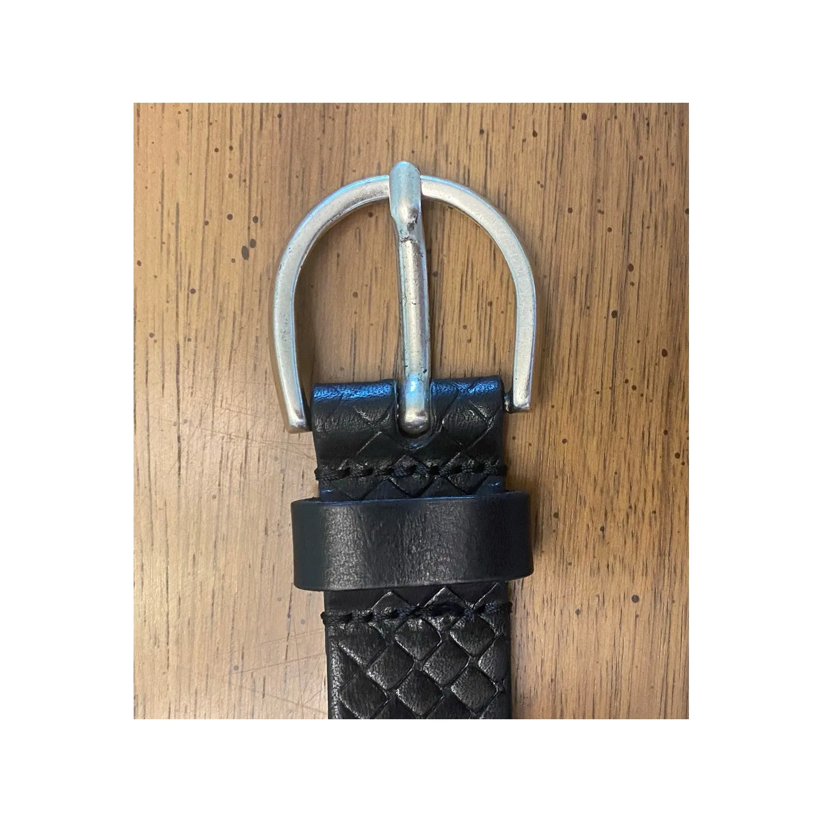 Fabio Corti Italian Made Black Leather Silver Buckle Belt M 32 - Image 3