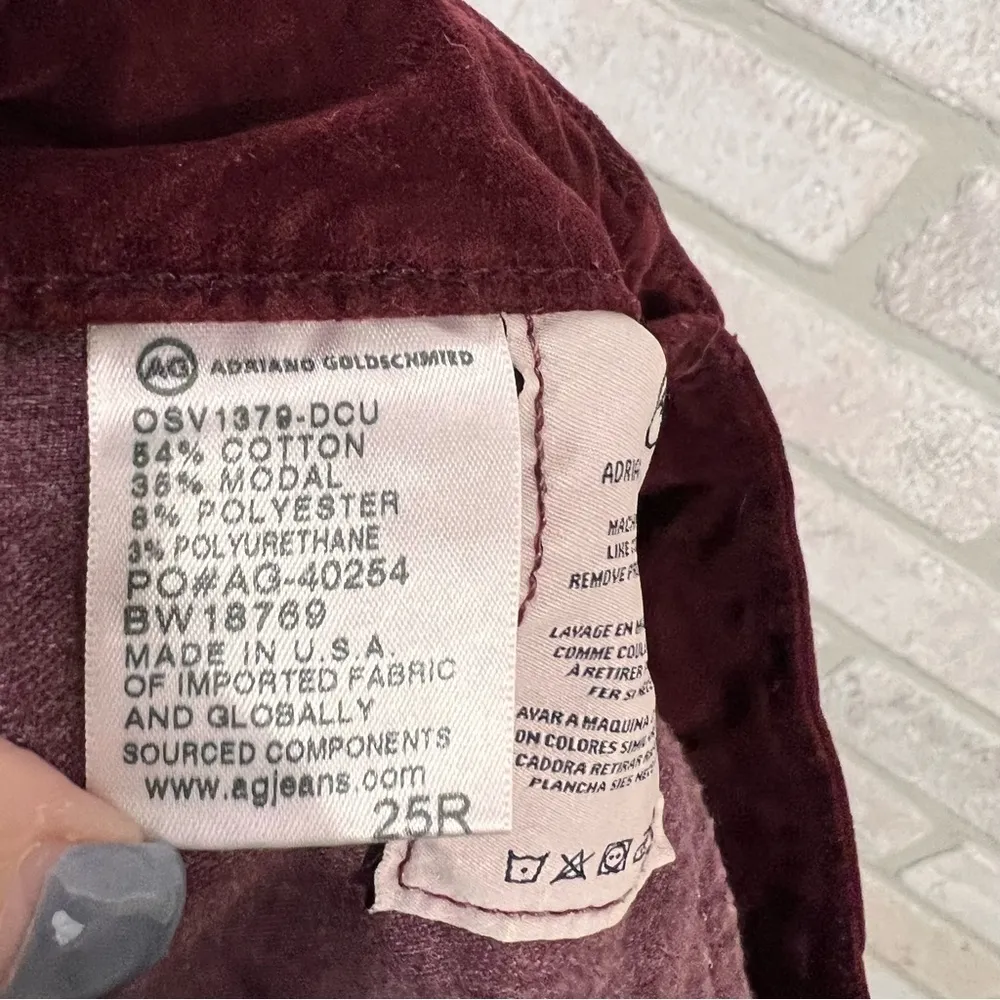 Ag The Farrah High Rise Skinny Velvet Skinny Jeans in Deep Current Size 25 - Image 11