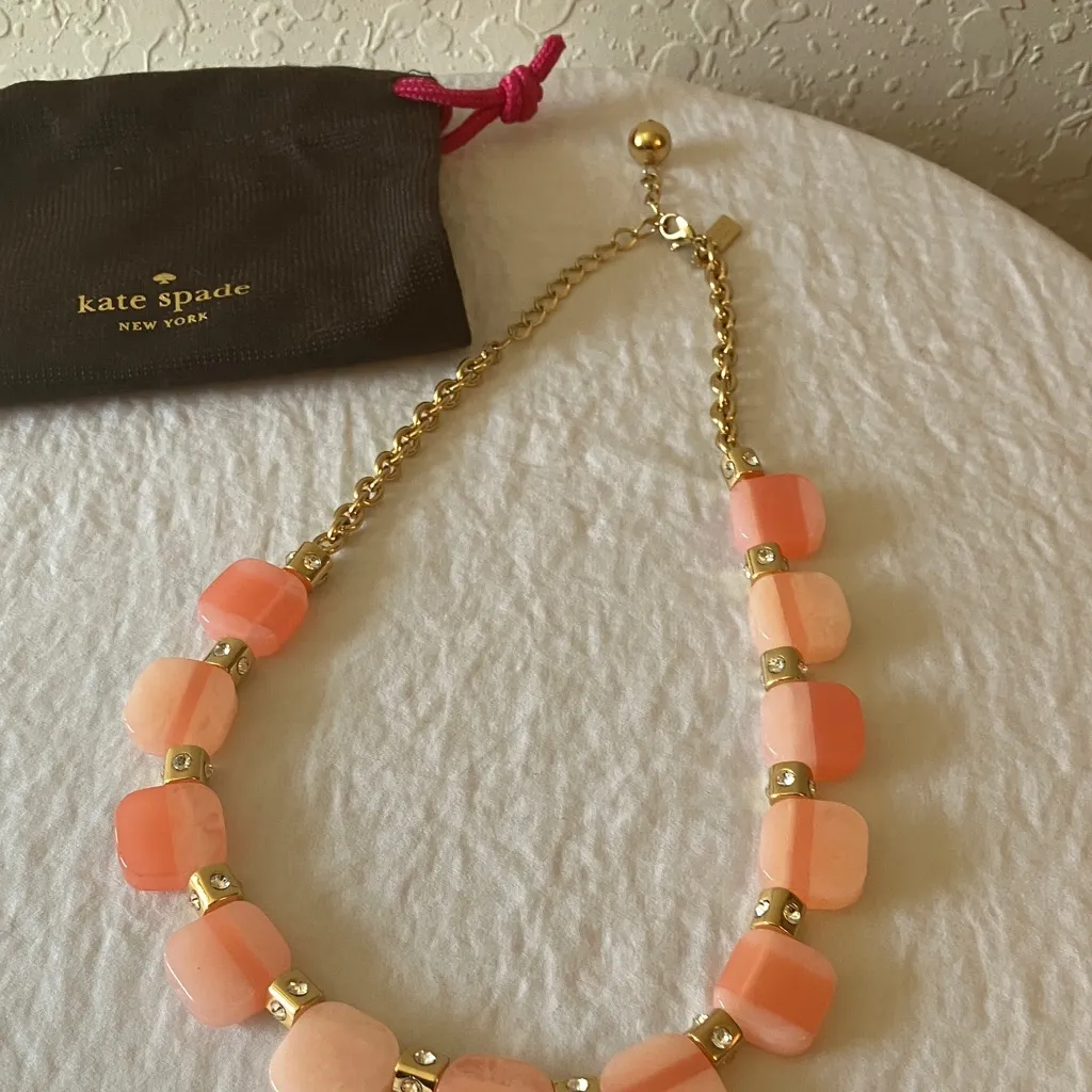 Kate Spade:Coral & Gold Tone Necklace- Statement Piece- jewelry bag - Image 11
