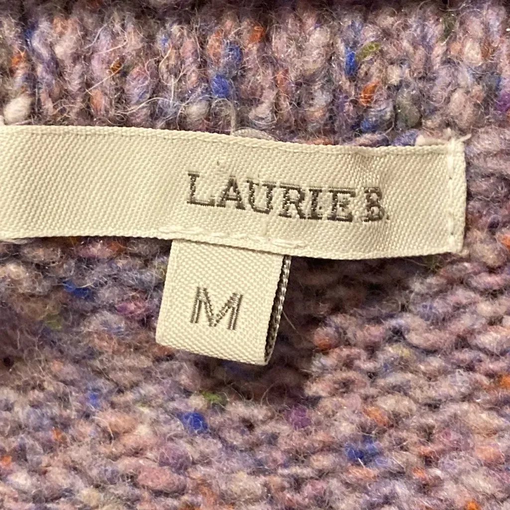 Vintage 90s/Y2K Laurie B wool blend artsy orange green and purple sweater blazer Size M - Image 5