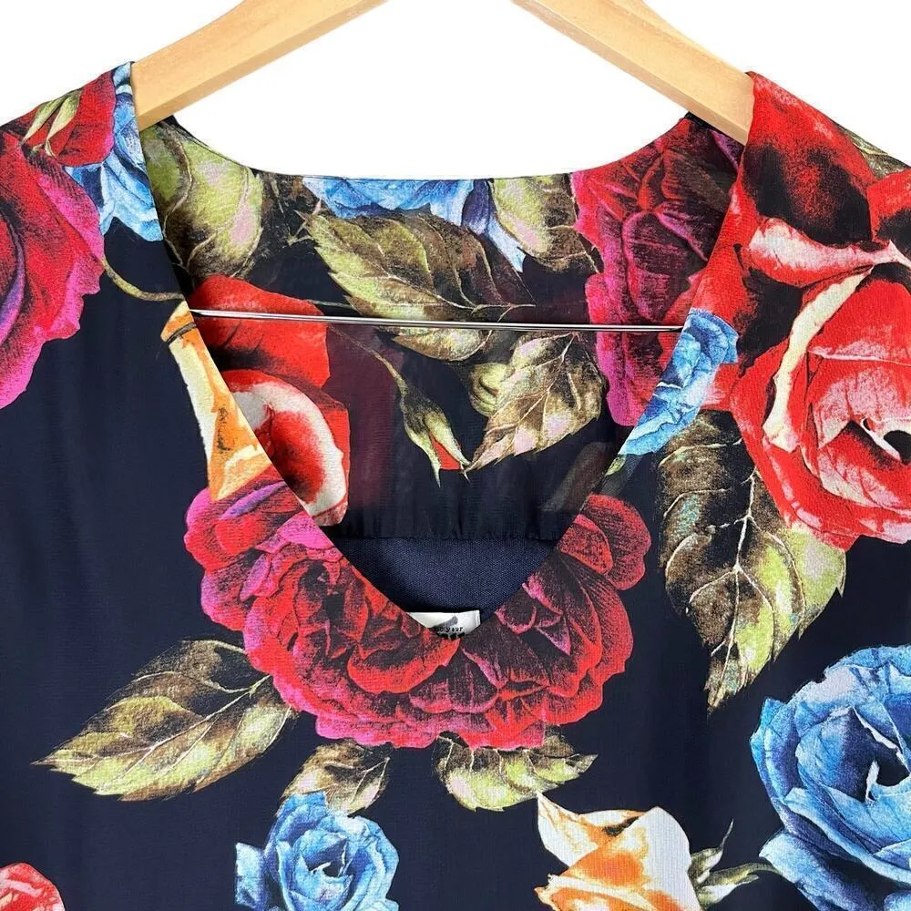 Show Me Your Mumu Nolita Mini Dress Dark Floral Blooms Bell Sleeves‎ V-Neck, XS - Image 3