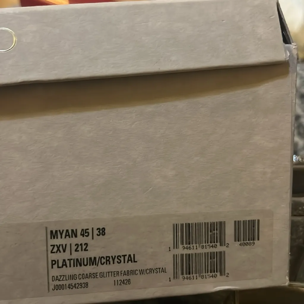 JIMMY CHOO Dazzling Coarse Glitter Fabric Crystal Myan 45 Boots Platinum size 38 - Image 8