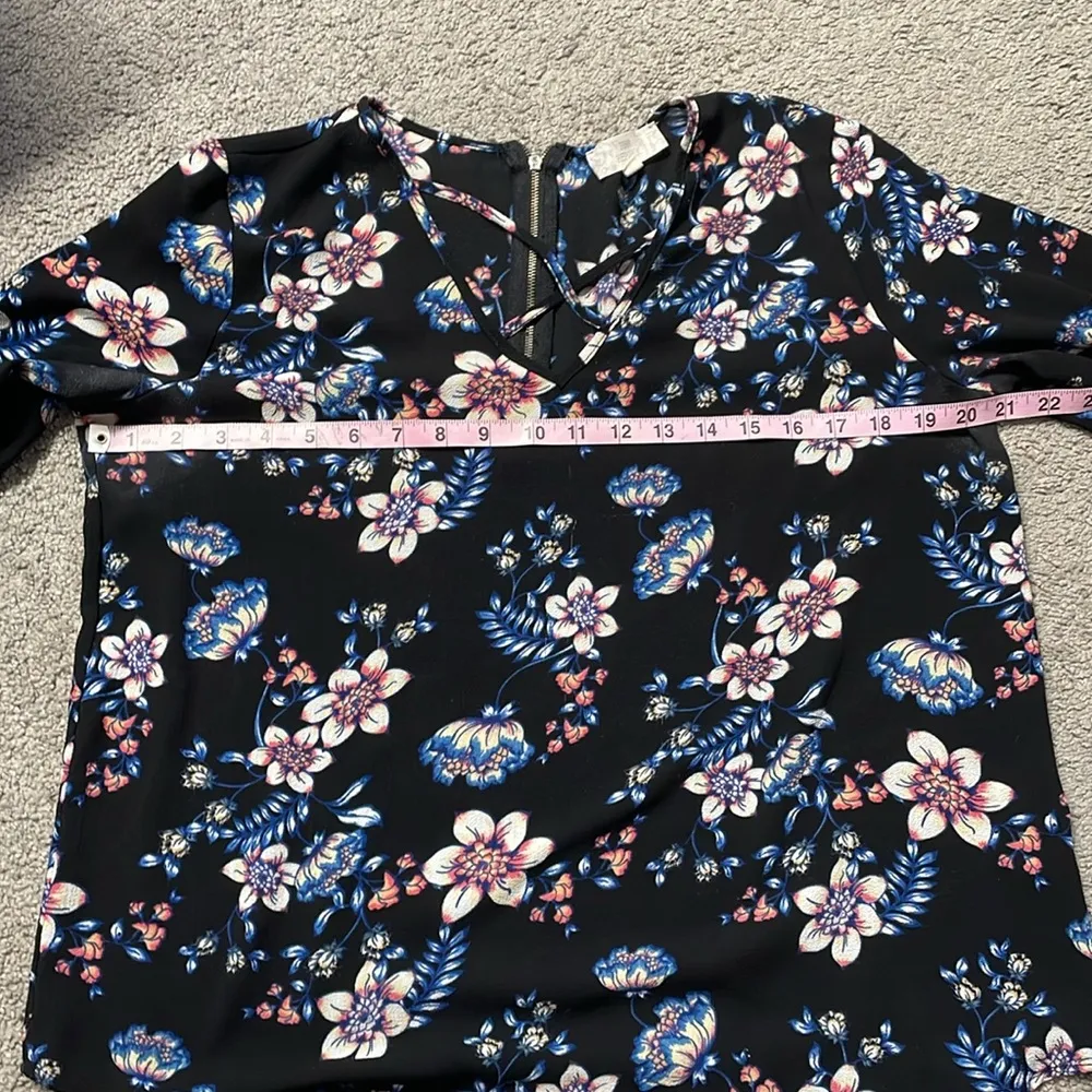 Pink Republic Navy Blue Floral Blouse | Size XL Juniors - Image 13