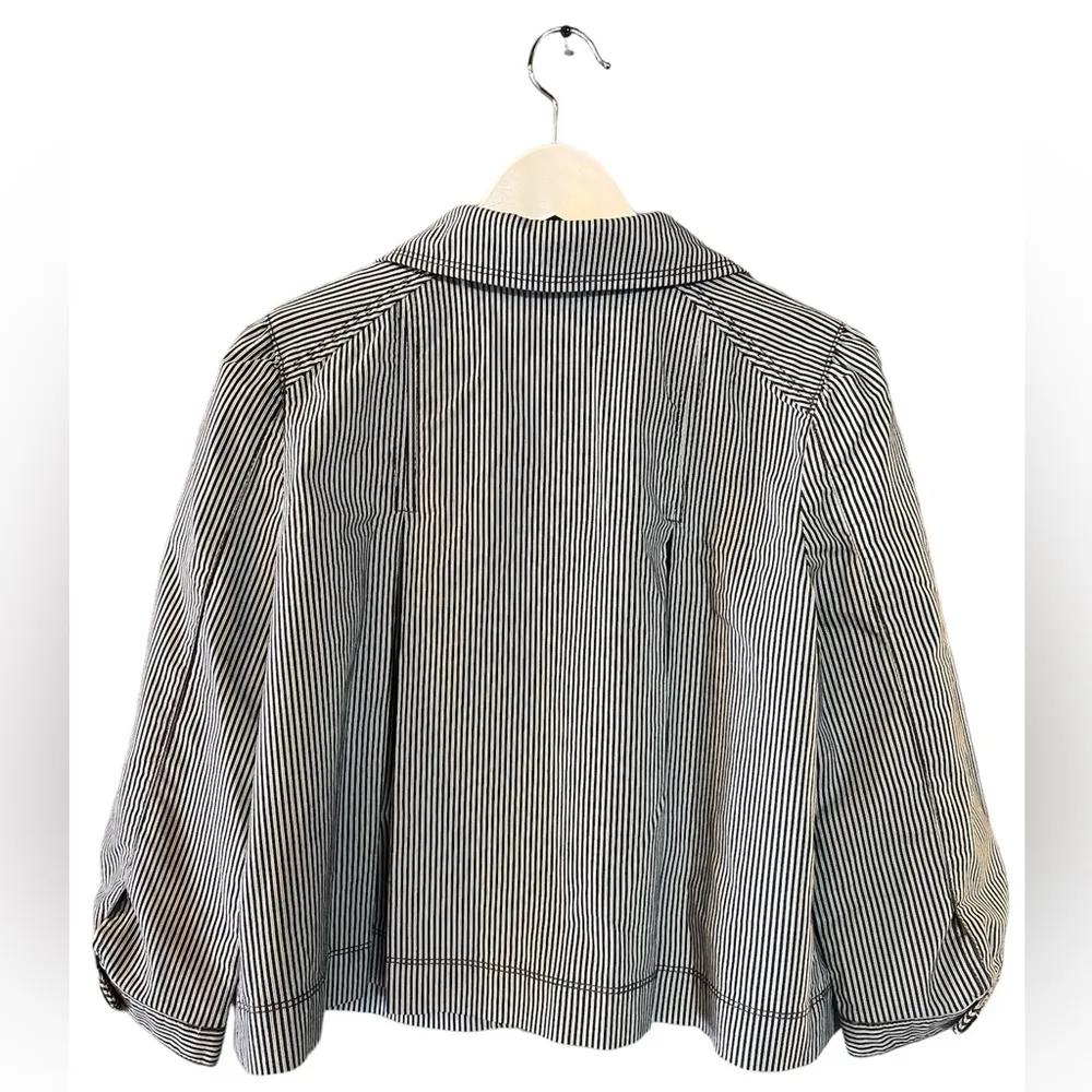 Ann Taylor Bolero Jacket-Crop Lt-Weight Stripe Back-Pleats NWOT Sz 8 Classiccore - Image 2