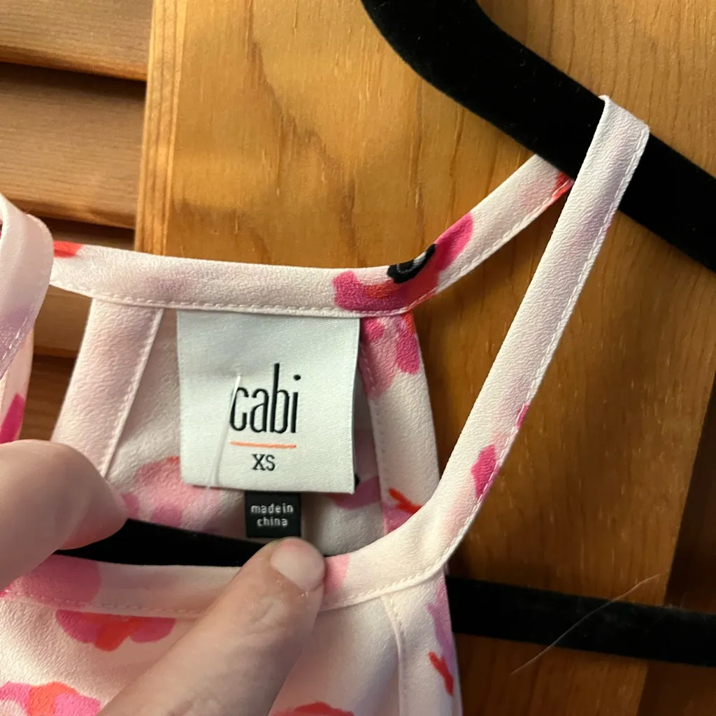cabi Floating Poppies Tie Back Halter Tank Pink Floral size xsmall - Image 5