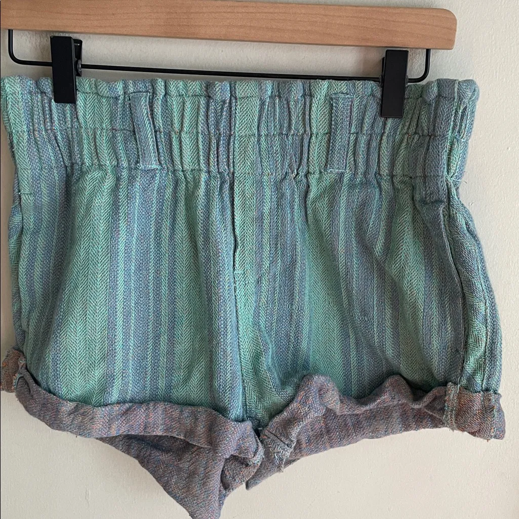 Free People Solar Flare Baja Striped Shorts Ocean Blue Combo - Image 5