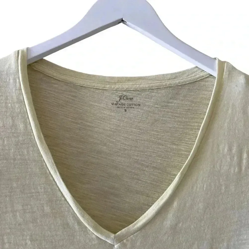 J Crew Vintage Cotton V-Neck Lime Yellow Short Sleeves T-Shirt S #1229 - Image 2