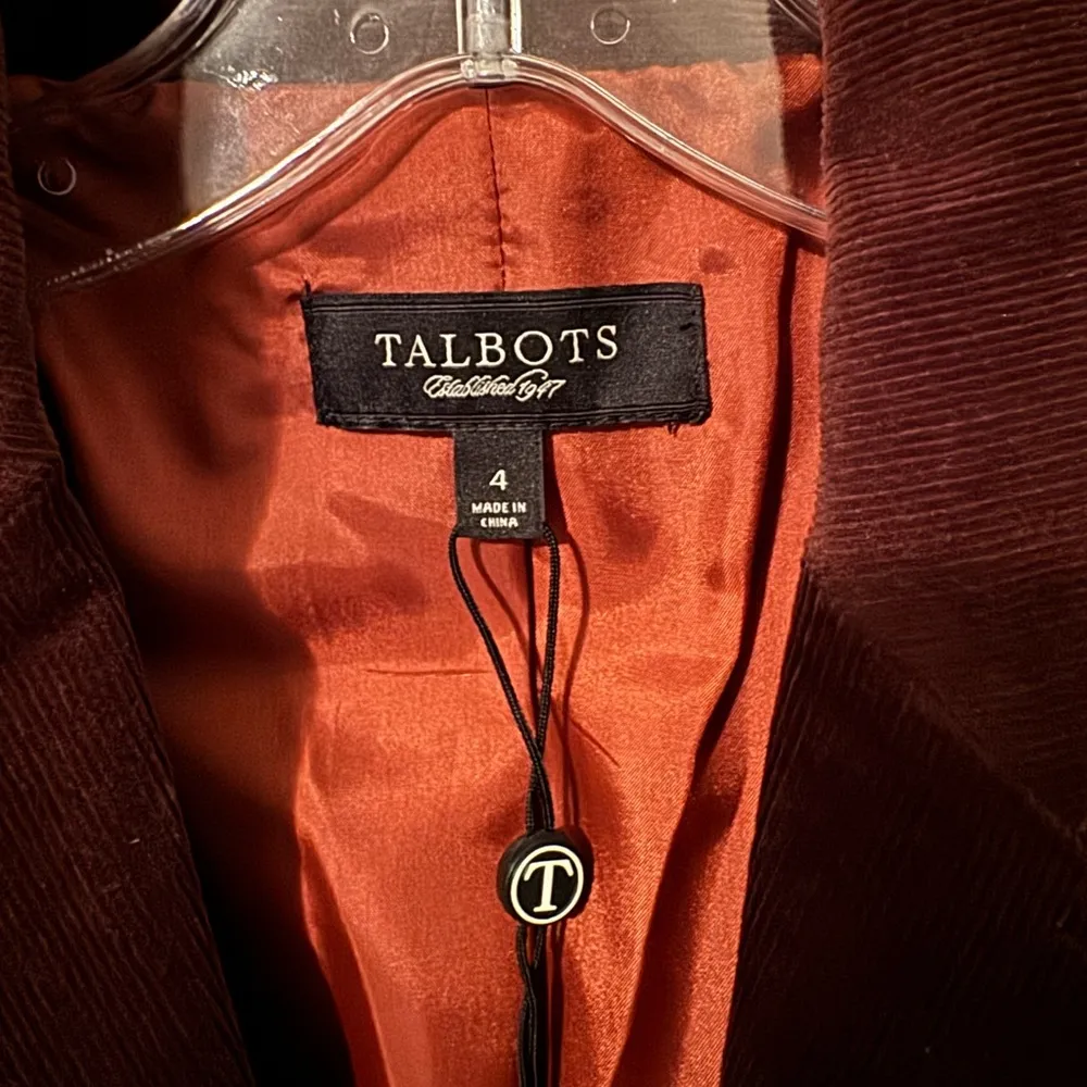 Talbots Women's 4 Button Blazer Jacket Size 4 Dark Brown Corduroy - Image 4