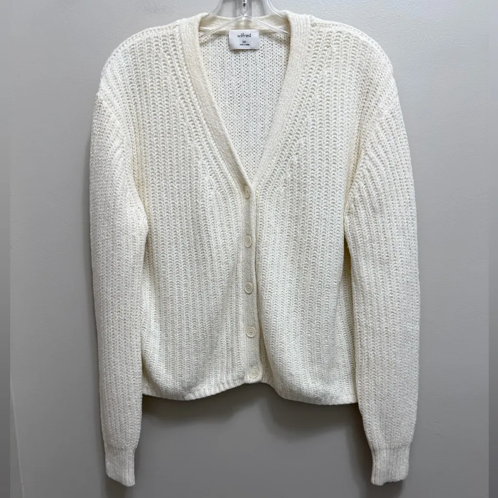 Wilfred Aritzia Elka Cardigan Knit Sweater Ivory Cream Oversized Relaxed Fit - Image 2