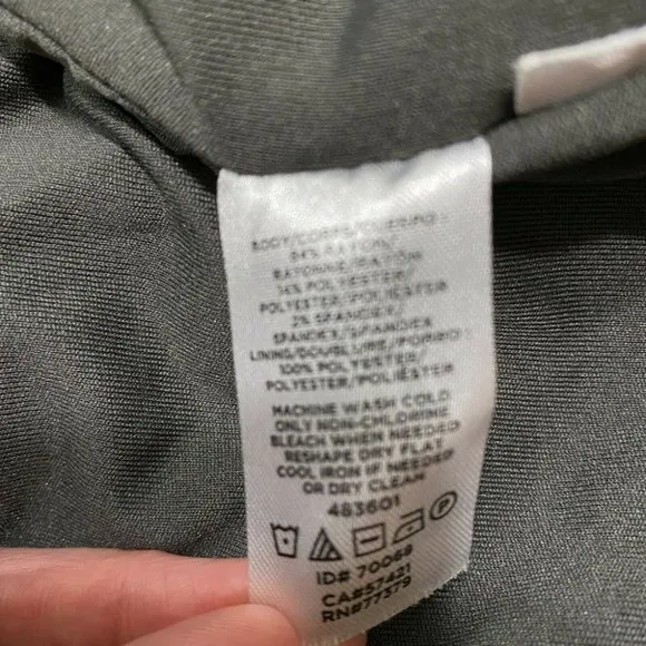 Ann Taylor‎ Sheath Dress S Gray White Stripe Ruched Waist Long Sleeve Over Knee - Image 11