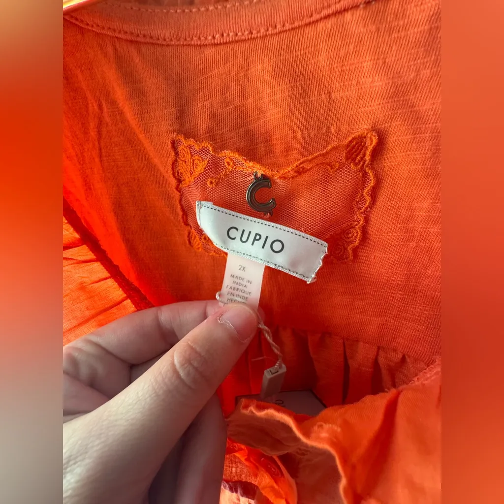 NWT Cupio Vibrant Orange Ruffled Blouse - Image 2