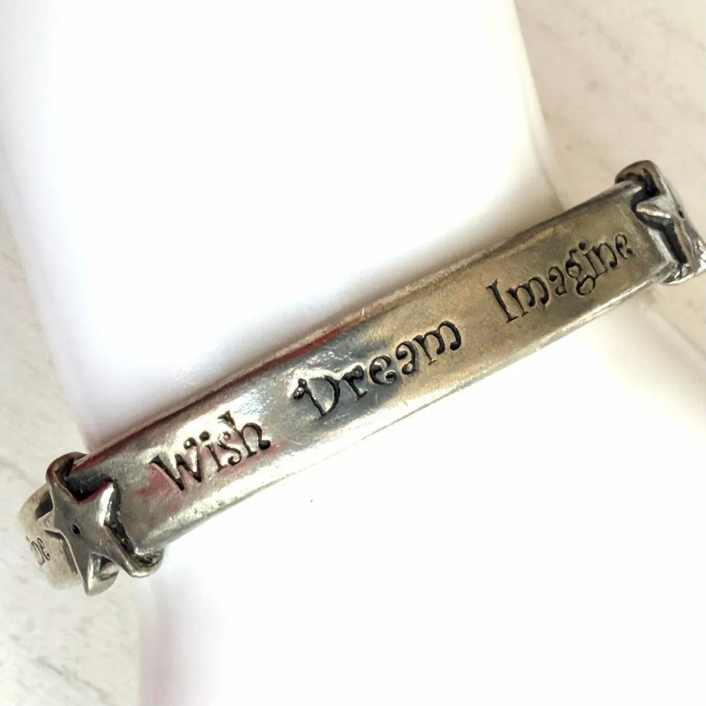 Basic Spirit Canada “Wish Dream Imagine” Hinged Bangle Bracelet Silver - Image 5