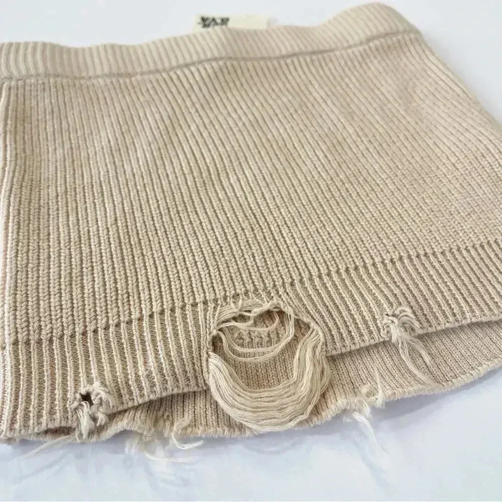 SER.O.YA Retrofête Alora Ribbed Knit Mini Skirt Cappuccino XS NWT - Image 7