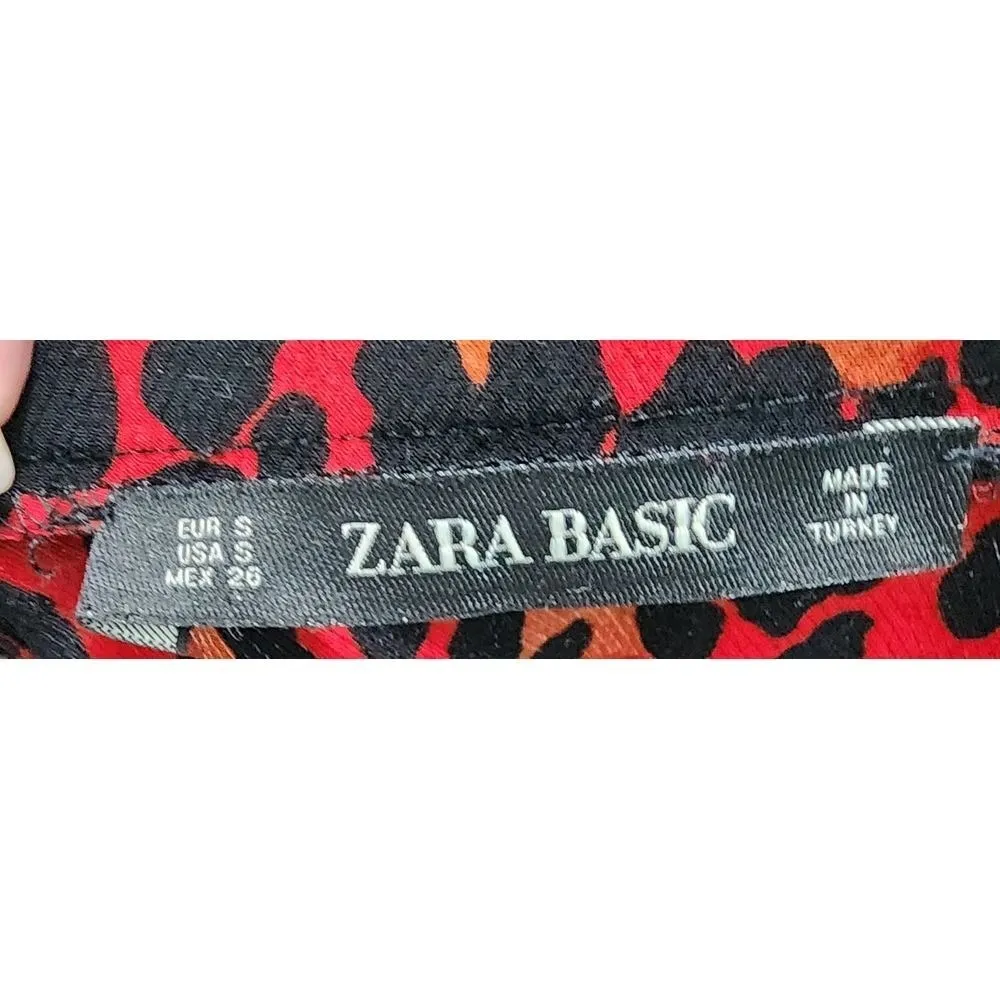 Zara Basic Leopard Print Midi Skirt Red Animal‎ Print Small - Image 3