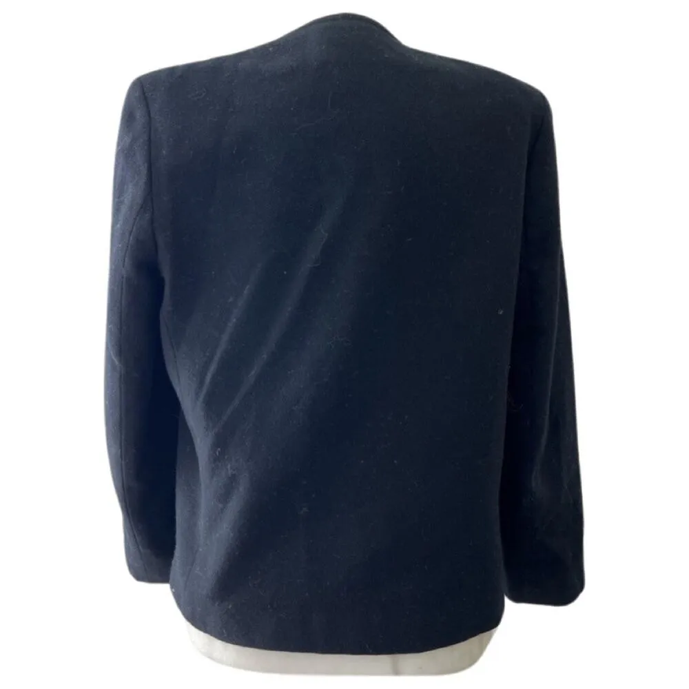 Vintage 80s Talbots Black 100% Wool Open Blazer Size 10 Lined Shoulder Pads - Image 4