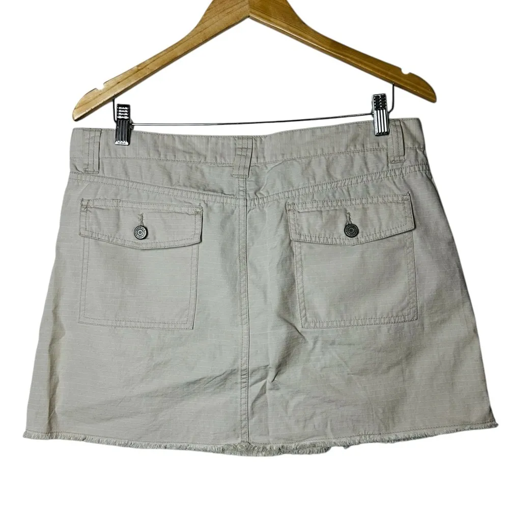 Vintage 90s Y2K Low Rise Cargo Mini Skirt Fringe Hem Grunge Juniors 13 - Image 6