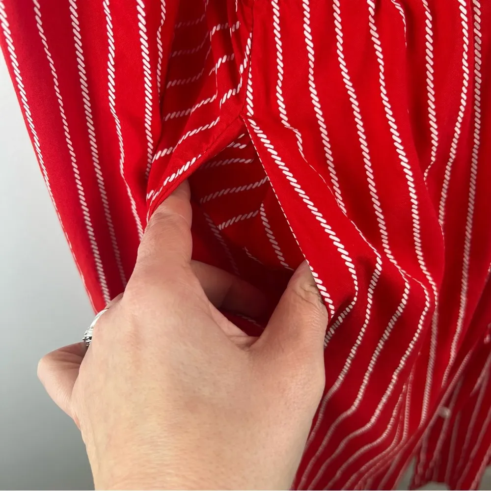 Tommy Hilfiger Striped Midi Shirt Dress Red with White Rope Stripes Medium - Image 4