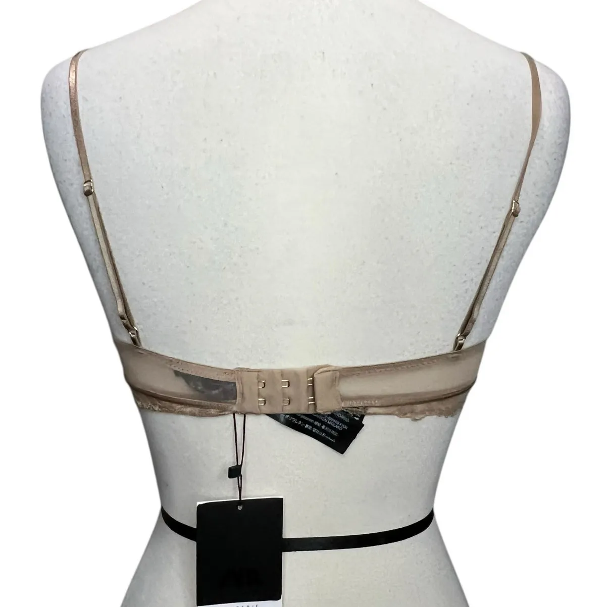 Zara Bralette Womens 32B Tan Floral Lace Strappy Romantic Sultry Lingerie Flirty - Image 3