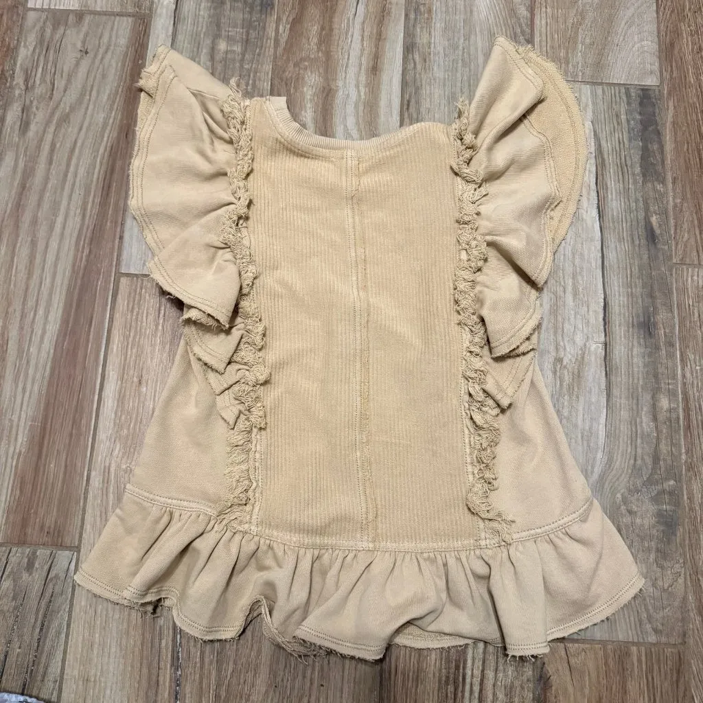 Anthropologie Pilcro Short - Sleeve Ruffled Fringe Sweatshirt Top - Image 5