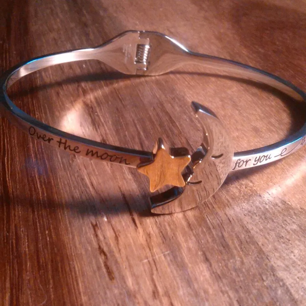 Hallmark Over the Moon for You Stainless Steel Bangle Bracelet - Image 2