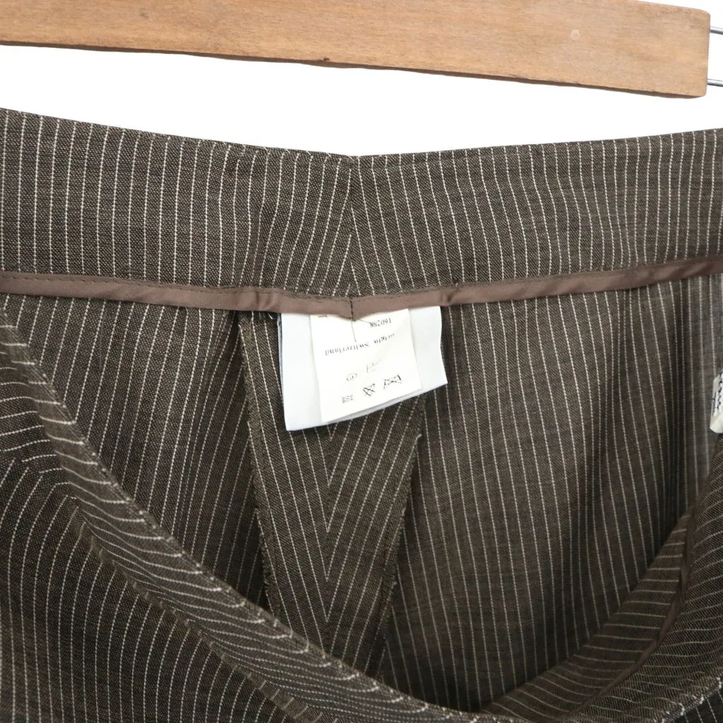 NWT Akris Punto Striped Brown Wide Leg Lightweight Wool Trousers Dress Pants 10 - Image 5