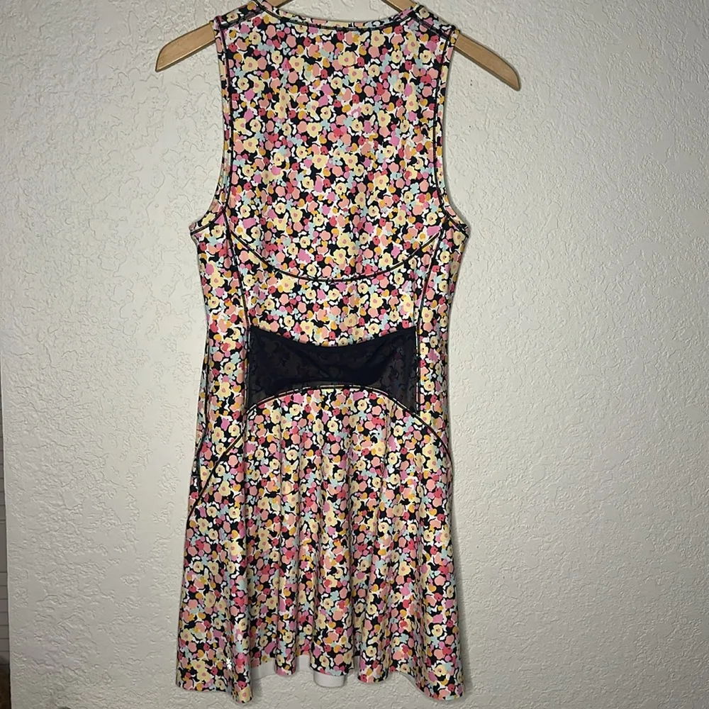 Athleta Ace Tennis Dress Floral 1/4 Zip Mesh Ball Pocket Sporty Prep Preppy - Image 8