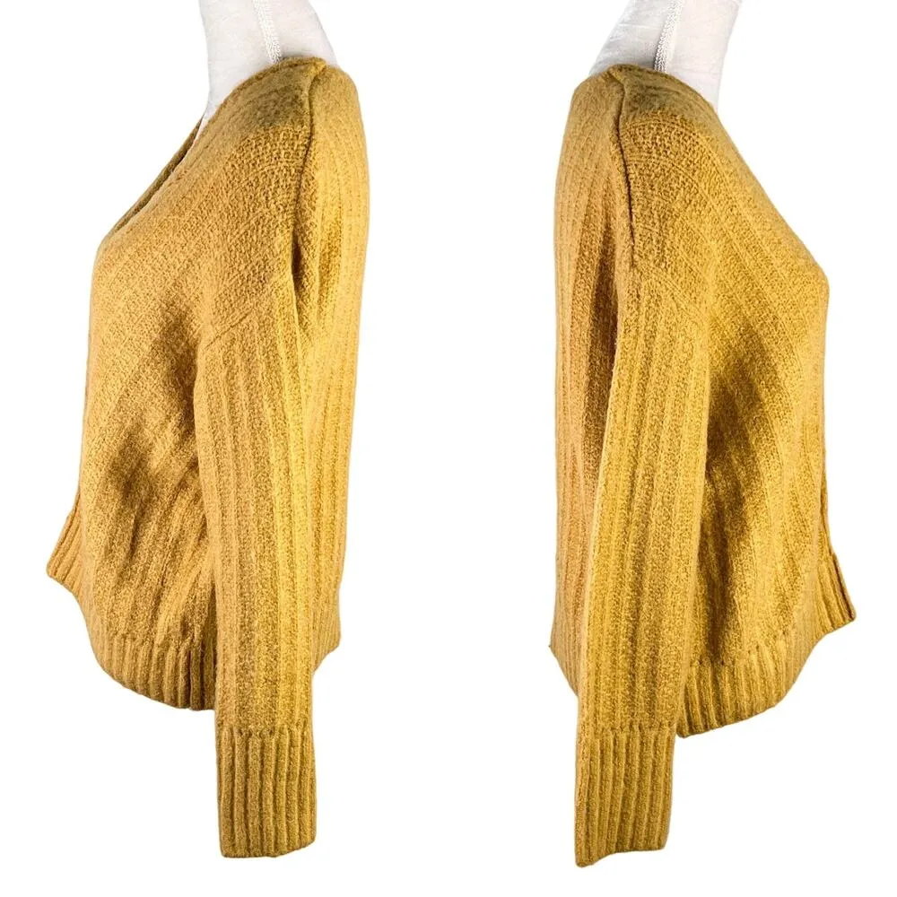 Altar'd State Sweater S/M Mustard V-Neck Cropped Super Soft - Image 4