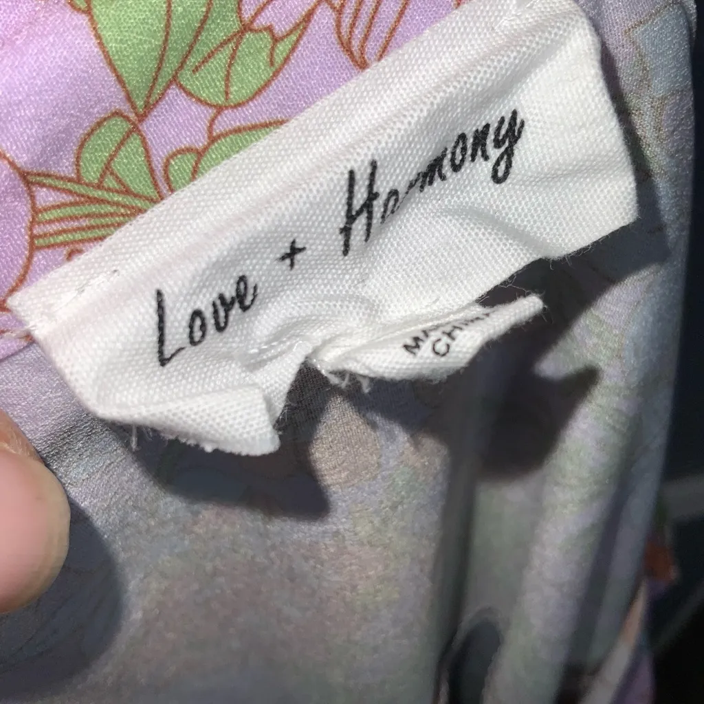 Love + Harmony Lavender Multicolor Pink Short Puffed Sleeves Floral Maxi Dress L - Image 11