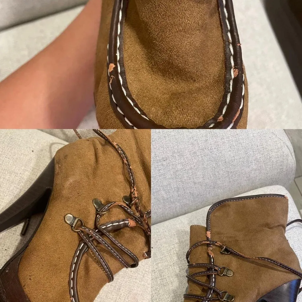 Brown Heeled Faux Suede Booties w/ Faux Shearling Lining 🧸 - Image 8