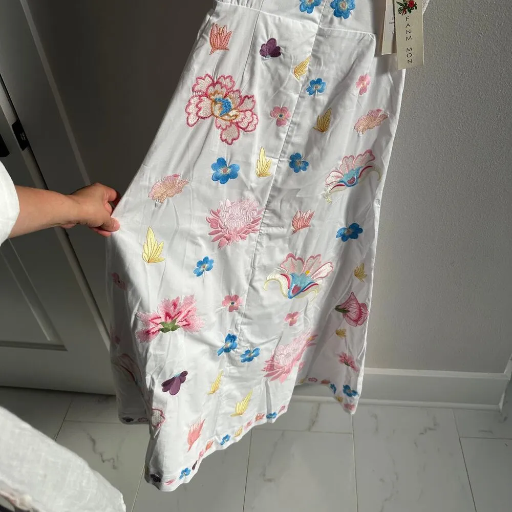 Fanm mon Maddie dress size XS Embroidered Maxi New White - Image 9