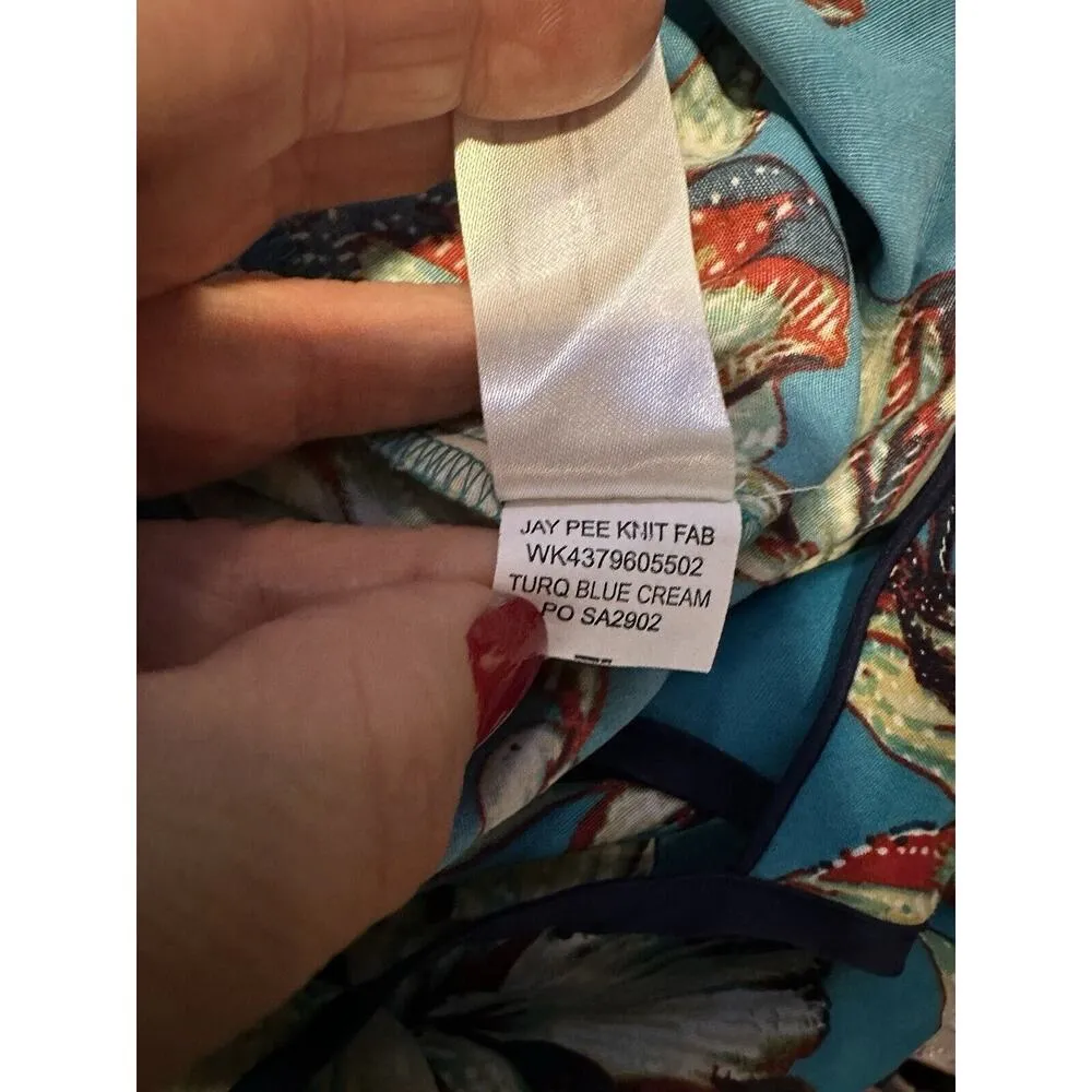 Band Of The Free Dress Floral Turquoise Blue Size Large Strappy Vneck Resort NEW - Image 6