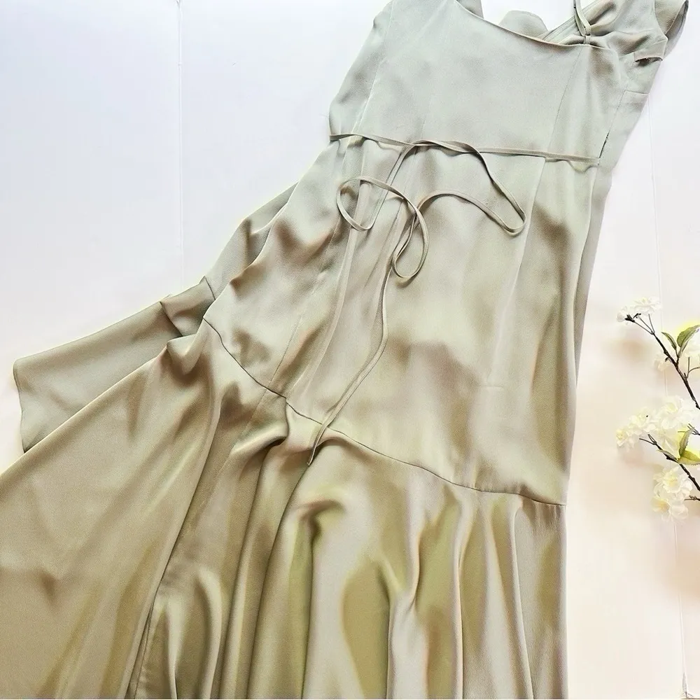 Shona Joy Luxe Bias Frill Wrap Dress Eucalyptus Sleeveless - Image 6