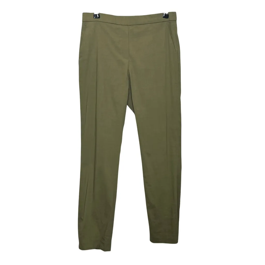 Theory Pants Women’s Size 0 Dark Olive Work Everyday Pull On Linen - Image 2