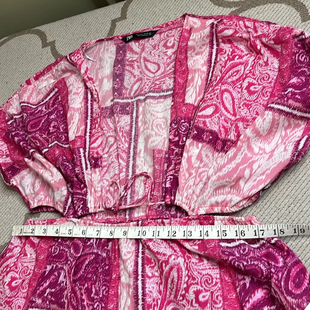 ZARA MAXI DRESS CUT OUT PATCHWORK PINK FUCHSIA LONG COTTON, 3709/917,size large - Image 7