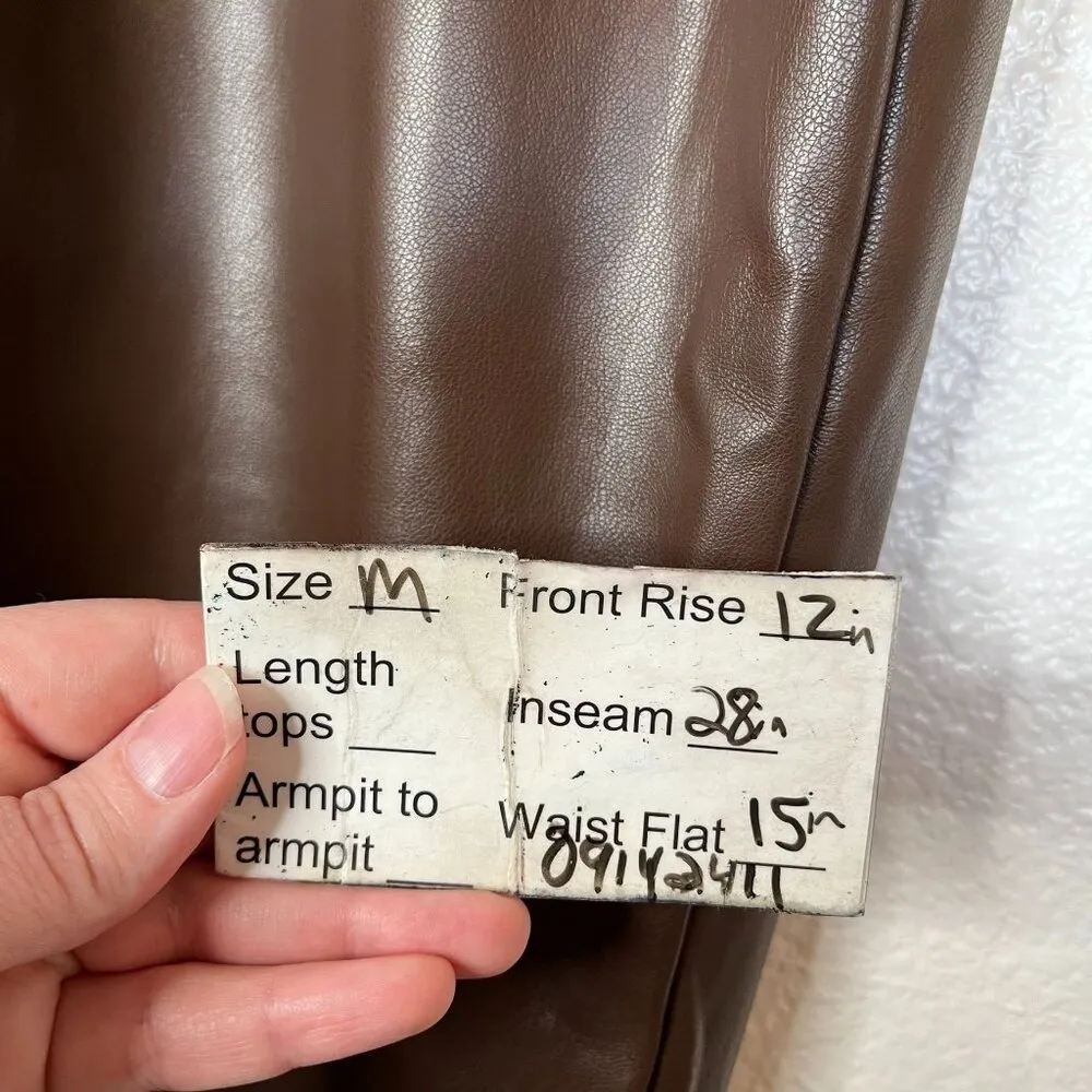 DKNY Jeans Brown Faux Leather Elastic Waist Pull On Pants Size M - Image 11