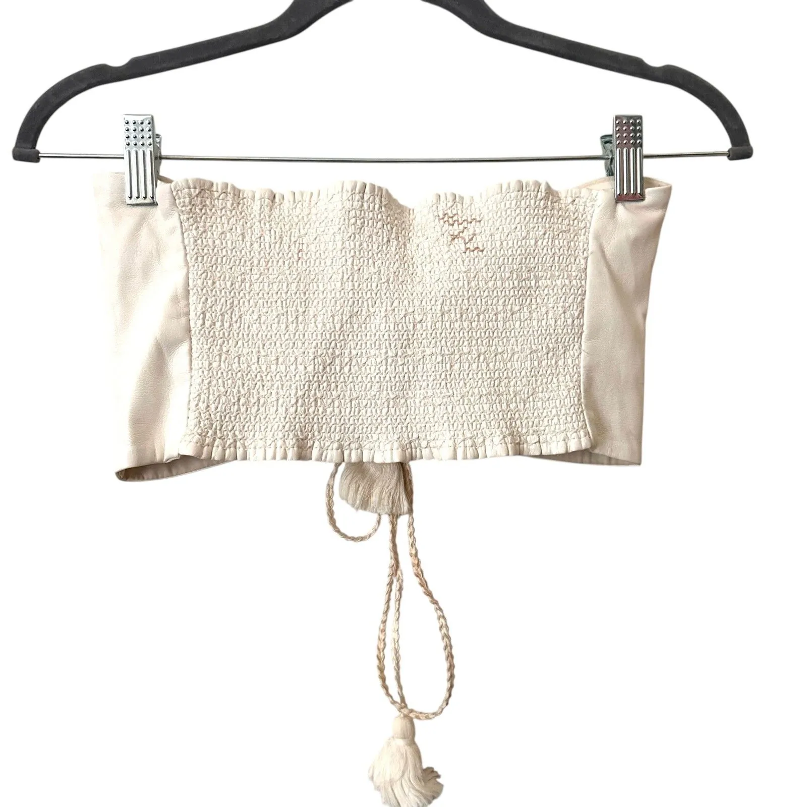 ALICE + OLIVIA Livia Faux Leather Halter Top White‎ Sz 2 - Image 3