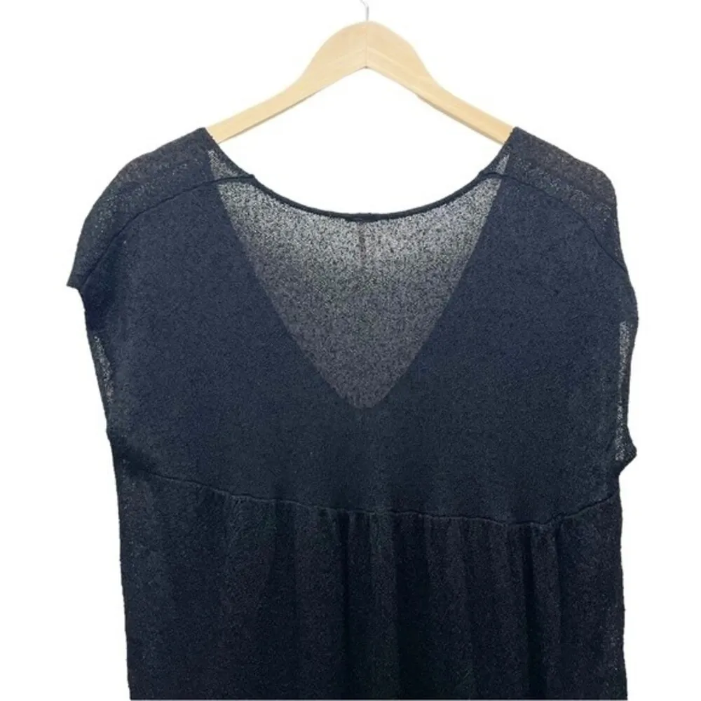 Free People Top Take It Easy Black Nubby Sheer Sweater Tunic Women’s Size Small - Image 7