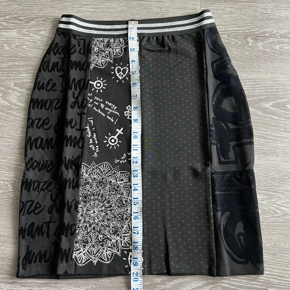 Desigual Craig Skirt Womens Small Black Textured Elasticated Waist - Image 5