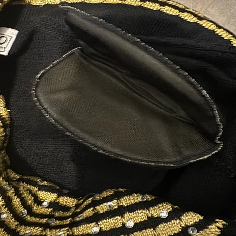 Vintage Black Gold Rhinestone Button Cardigan San Remo Laura Knits Size S - Image 12