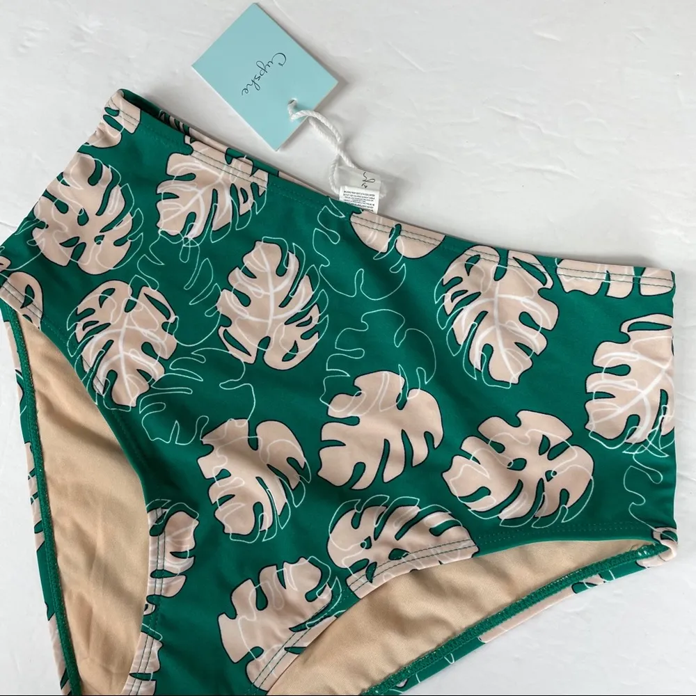 NWT Cupshe Palm Leaf High Waisted Bikini Bottoms - Image 6