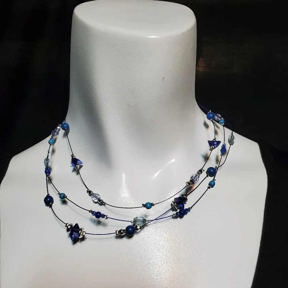 Aeropostale Blue & Silver Multi-Strand Necklace - Image 2