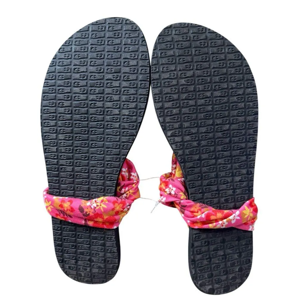 Sanuk Women's Size 10 Yoga Mat Sling 2 Pink Floral Flip Flops Sandals 1015891 - Image 4