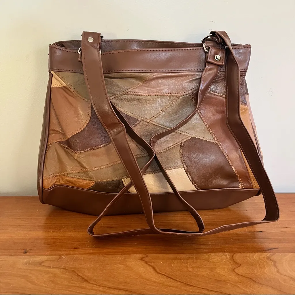 Patchwork Soft Leather Handbag Purse Shoulder Bag Coin & Wallet 3pc Set‎ - Image 11