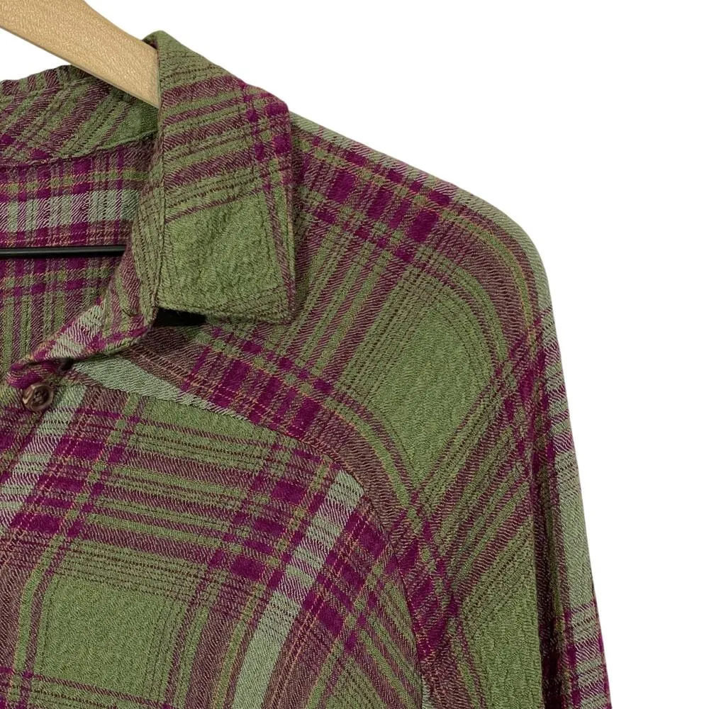 Urban Outfitters BDG Lachlan Flannel Button-Down Shirt - Green Multi - Small - Image 3