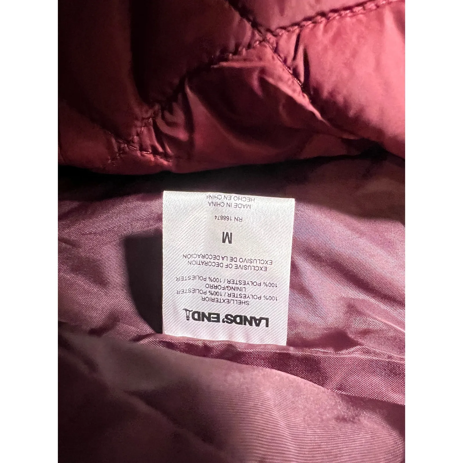 NWT Lands End 3 in 1 Systems Jacket Hooded Water Resistant Burgundy Medium Vest - Image 3