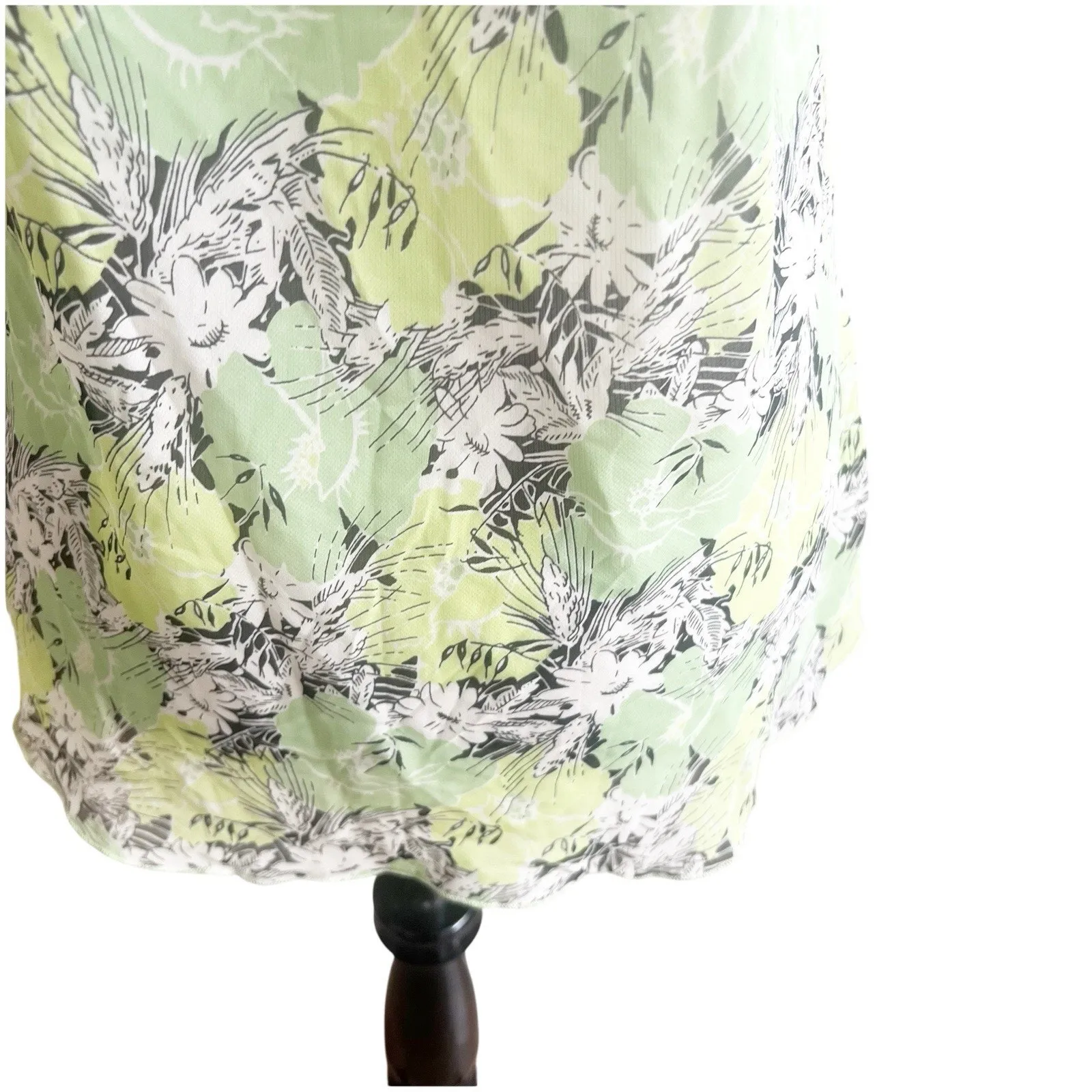 JKLA California Women’s Y2K Tank Chiffon Size Large Green White Sweetheart Neck - Image 7