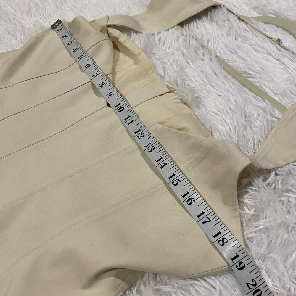 L’academie Ashleigh Stretch Cotton Cargo Mini Dress in Khaki Beige XL - Image 4