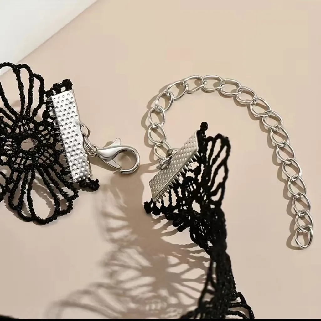 Retro/Vintage Style Hallow Black/Green Flower Lace Anklet Faux‎ Fashion Jewelry Black - Image 3